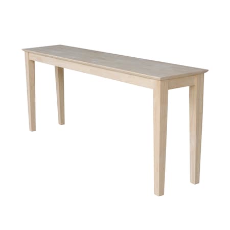 International Concepts Rectangle Shaker Console Table Extended Length-72 in, 72 W, 16 L, 30 in H, Wood, Unfinished OT-9S-72